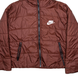 NIKE Womens Puffer Coat Brown Hooded M
