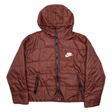 NIKE Womens Puffer Coat Brown Hooded M