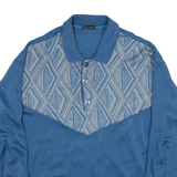 ORO TRICOT Mens Polo Shirt Blue Long Sleeve L