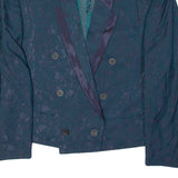 Vintage LAGOON Mens Blazer Jacket Blue 90s Crazy Pattern M