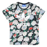 ADIDAS Floral Womens T-Shirt Green UK 6