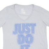 NIKE Womens T-Shirt Grey V-Neck L
