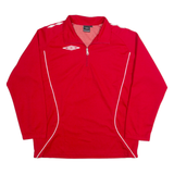 UMBRO Mens Sweatshirt Red 1/4 Zip 90s 2XL