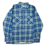 FULL CUT Mens Shirt Blue Check Long Sleeve L