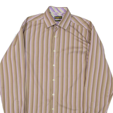 TED BAKER Endurance Mens Formal Shirt Brown Striped Long Sleeve L