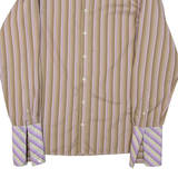 TED BAKER Endurance Mens Formal Shirt Brown Striped Long Sleeve L
