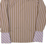 TED BAKER Endurance Mens Formal Shirt Brown Striped Long Sleeve L
