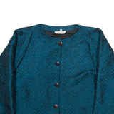 YBST Womens Blazer Jacket Blue Nylon Crazy Pattern M