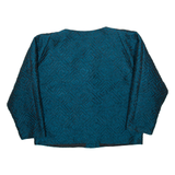 YBST Womens Blazer Jacket Blue Nylon Crazy Pattern M
