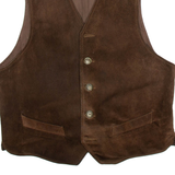 MONTGOMERY Mens Blazer Waistcoat Brown Leather L