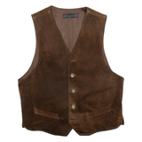 MONTGOMERY Mens Blazer Waistcoat Brown Leather L