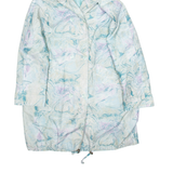 Womens Overcoat Jacket Blue Hooded Crazy Pattern XL