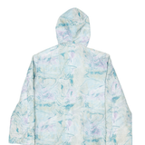 Womens Overcoat Jacket Blue Hooded Crazy Pattern XL