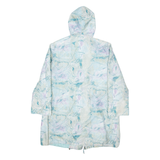 Womens Overcoat Jacket Blue Hooded Crazy Pattern XL