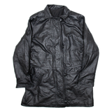 CANDA Womens Overcoat Coat Black Leather M