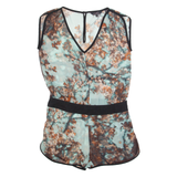 TED BAKER Sheer Womens Playsuit Green Crazy Pattern Straight S