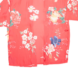 Womens Kimono Blouse Red 3/4 Sleeve Floral L