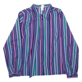 DIVINA Womens Printed Blouse Blue Collared Long Sleeve Striped M