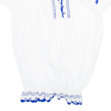 POPO Womens Blouse White Puff Sleeve M