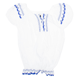 POPO Womens Blouse White Puff Sleeve M