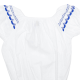 POPO Womens Blouse White Puff Sleeve M