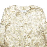 SOLANGE MANDOR Womens Printed Blouse Gold Collared Long Sleeve Crazy Pattern M