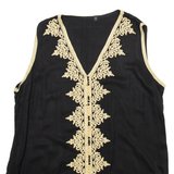 Womens Printed Vest Black V-Neck Sleeveless XL