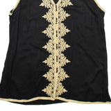 Womens Printed Vest Black V-Neck Sleeveless XL