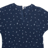 Womens Printed Blouse Blue Crazy Pattern M