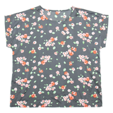 Womens Printed Blouse Grey Silk Floral M