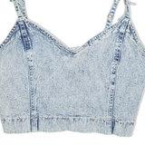 Womens Cropped Vest Blue V-Neck Sleeveless L