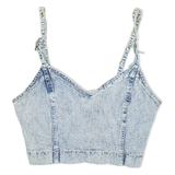 Womens Cropped Vest Blue V-Neck Sleeveless L