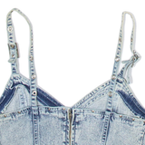 Womens Cropped Vest Blue V-Neck Sleeveless L
