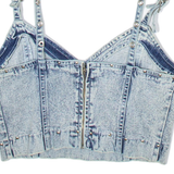 Womens Cropped Vest Blue V-Neck Sleeveless L