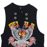 BLIND DATE Womens Printed Vest Black Sleeveless M