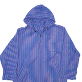 Womens Printed Blouse Blue Button Neck Long Sleeve Striped L