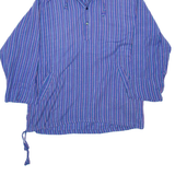 Womens Printed Blouse Blue Button Neck Long Sleeve Striped L