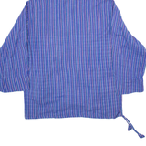 Womens Printed Blouse Blue Button Neck Long Sleeve Striped L