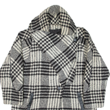 CIRSTEIN Womens Overcoat Coat White Knit Wool Check L