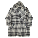 CIRSTEIN Womens Overcoat Coat White Knit Wool Check L