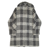 CIRSTEIN Womens Overcoat Coat White Knit Wool Check L