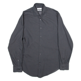 CALVIN KLEIN Slim Fit Mens Shirt Grey Polka Dot Long Sleeve M