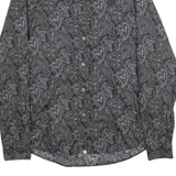 PRETTY GREEN Slim Fit Mens Shirt Grey Crazy Pattern Long Sleeve S