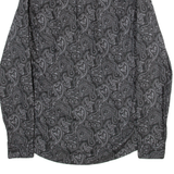 PRETTY GREEN Slim Fit Mens Shirt Grey Crazy Pattern Long Sleeve S