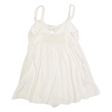 ZARA TRAFALUC Dress Overlay Womens Playsuit Cream Wide-Leg Linen S