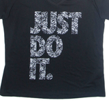 NIKE Just Do It Womens T-Shirt Black V-Neck XL