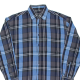 Mens Flannel Shirt Blue Check Long Sleeve M