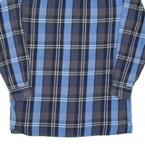 Mens Flannel Shirt Blue Check Long Sleeve M