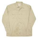DICKIES Tall Mens Worker Shirt Beige Long Sleeve XL