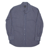 BOSS Mens Shirt Blue Striped Long Sleeve L